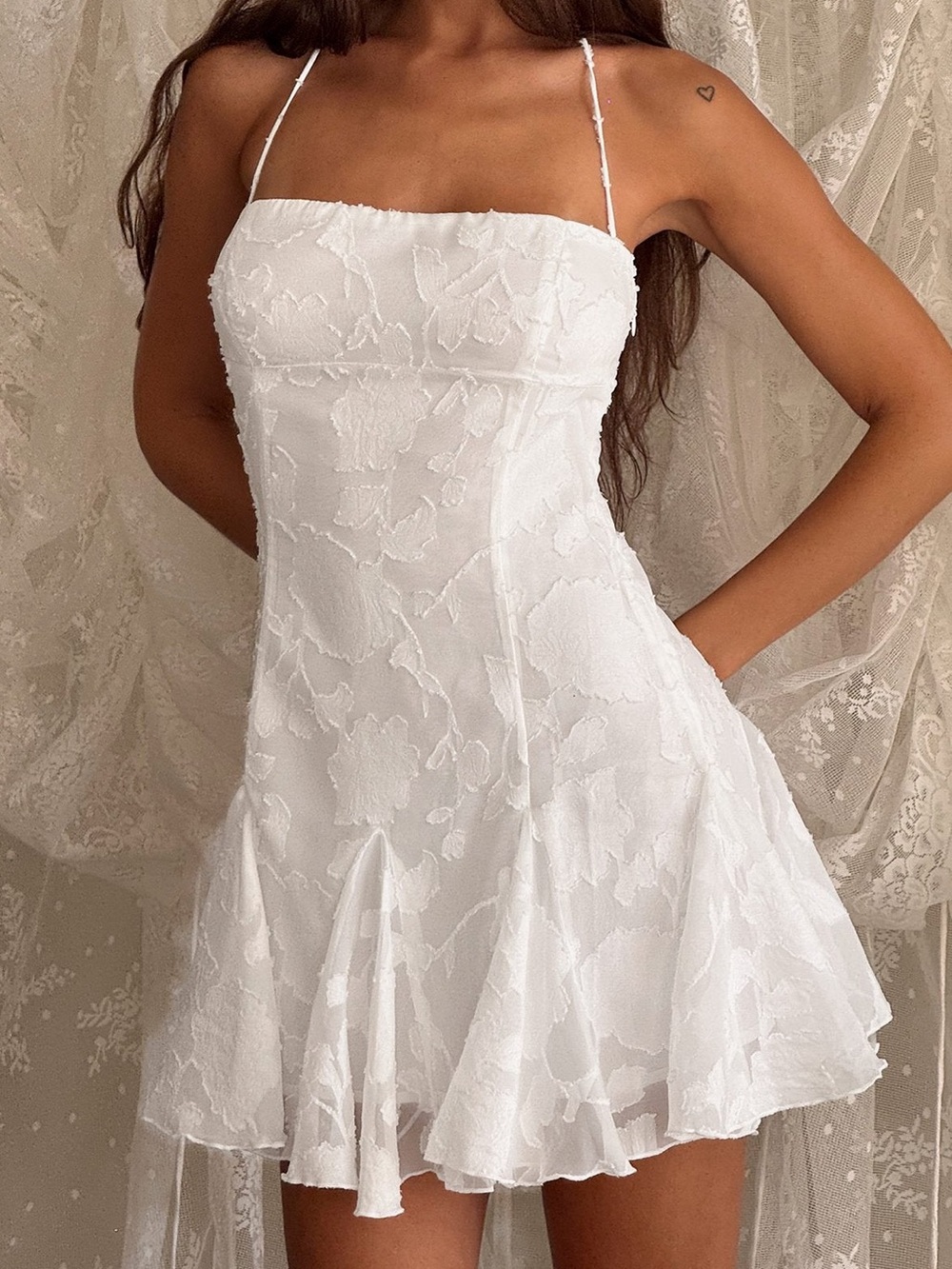 Princess Polly Delamere Mini Dress White Burnout Sz 8